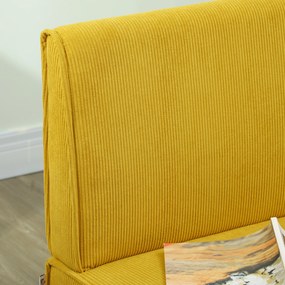 HOMCOM Sofa dwuosobowa z pokryciem kordowym, grubą tapicerką i solidnymi nogami drewnianymi do salonu, sypialni, biura, Żółty