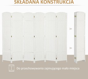 HOMCOM 6-częściowy dzielnik przestrzeni, składana osłona prywatności, ścianka osłonowa do salonu, sypialni, biura domowego, Biała