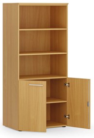 Szafa biurowa z drzwiami niskimi PRIMO WOOD, 800 x 500 x 1781 mm, buk