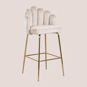 Markina Aksamitny Wysoki Stołek Beige Crema & ↑75 Cm - Sklum