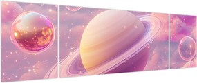 Obraz - Różowa planeta (170x50 cm)