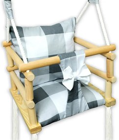 Huśtawka dla dzieci drewniana 3w1 w kratkę F8-R55