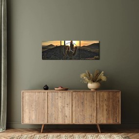 Obraz - kaktusy w słońcu (z zegarem) (90x30 cm)
