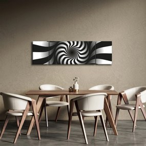 Abstrakcyjny obraz czarno - białej spirali (170x50 cm)