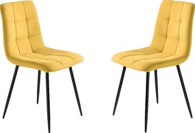 Komplet 4 żółtych nowoczesnych krzeseł do jadalni w tkaninie "Milly" z siedziskiem tapicerowanym cm 45x53 88h
