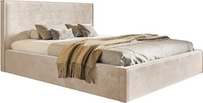 Emporius Kyoto łóżko sypialniane 140x200 cm, pojemnik i stelaż - łóżko w aksamitnej tkaninie, beżowy (Amor Velvet 4304)