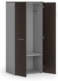 Szafa ubraniowa biurowa PRIMO GRAY, 1 półka, drążek do szafy, 800 x 500 x 1781 mm, szary/wenge