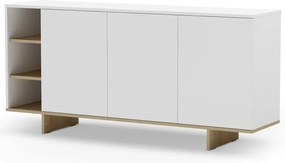 Biała niska komoda w dekorze dębu 170x80 cm Cequoia – Marckeric
