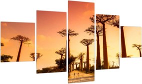 Obraz - Zachód słońca w Baobab Alley (125x70 cm)