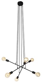 Nowoczesna lampa wisząca czarna 80 cm 6-światłowa - Sydney Nowoczesny Oswietlenie wewnetrzne