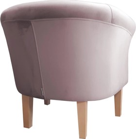 Fotel Milo tkanina Welur wygodny fotel tapicerowany do salonu i sypialni : Kolor nogi - Drewno, Kolor tkaniny - VELVET - MG55, Wysokość nogi - 20 cm