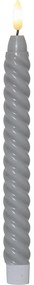 Zestaw 2 Szarych woskowych świec LED Star Trading Flamme Swirl Antique, wys. 25 cm