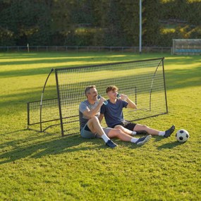 SPORTNOW Rebounder piłkarski, 2-w-1 Dwustronny Składany Rebounder z Siatką, 200 x 94 cm, Czarny | Aosom PL