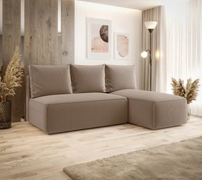 Beżowy narożnik sztruksowy z pojemnikiem Z9-B66