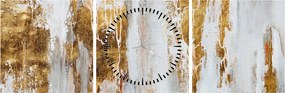 Obraz - Abstrakcja ze zotym (z zegarem) (90x30 cm)