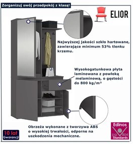 Klasyczna garderoba z lustrem grafit + szary F2-G28