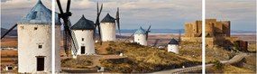 Obraz - Wiatraki Consuegra, Hiszpania (170x50 cm)