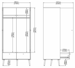 Antracytowa szafa 99x200 cm Bodo – Tvilum