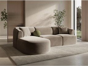 Jasnobrązowy aksamitny narożnik (lewostronny/z szezlongiem) Campi – Cosmopolitan Design