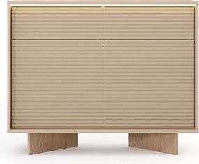 Komoda Parsja 2D2S – nowoczesna komoda z LED, ryflowane fronty, bolivar cappuccino