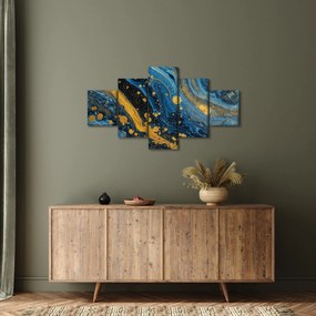 Obraz - Niebieska abstrakcja ze złotem (125x70 cm)