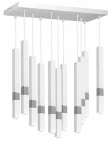Lampa wisząca, 11 kloszy, biała, tuby CASTRO WHITE / CHROME 11xG9