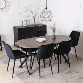 Stół Okrągły Rozkładany DORIAN 80-160 cm Beton/Czarny Loft