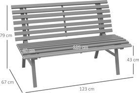 Outsunny Ławka Ogrodowa 2-osobowa z oparciem, Siedzisko na Balkon, Aluminiowa, 123 x 67 x 79 cm, Szara