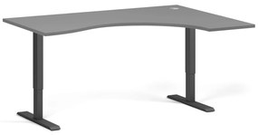 Ergonomiczne biurko z regulacją wysokości, 160x120 cm, 2 silniki, L/P, czarna podstawa, grafit