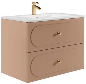 Wiszące meble łazienkowe z umywalką nablatową - Stary róż - 80 cm - SATOBAL