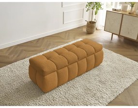 Musztardowa ławka z materiału bouclé Mont Blanc – Bobochic Paris
