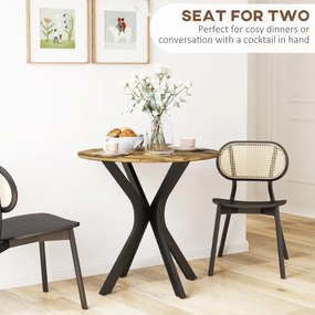 HOMCOM Stół Kuchenny dla 2 Osób, Okrągły, Stelaż z Malowanej Proszkowo Stali, Ø78 cm, Rustykalny Brąz