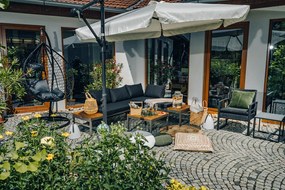 Szary fotel wiszący KOKON ze stojakiem