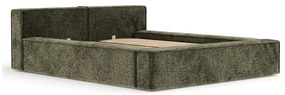 Ciemnozielone tapicerowane łóżko dwuosobowe ze schowkiem i stelażem 140x200 cm Voliera – Maison de Rêve