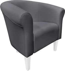 Fotel Milo tkanina Eko-skóra elegancki fotel do salonu i gabinetu : Kolor nogi - Biała, Kolor tkaniny - EKO-SKÓRA - 23D, Wysokość nogi - 20 cm