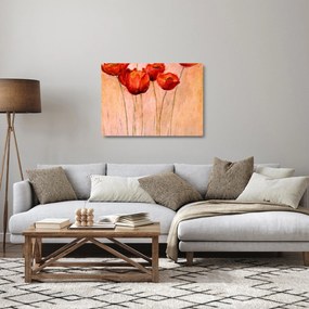 Obraz na szkle - Czerwone tulipany (70x50 cm)