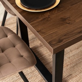 Stół Prostokątny Rozkładany TOMAS 130-230 cm Orzech/Czarny do Jadalni Nowoczesny Loft