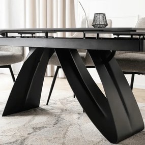 Stół Rozkładany Prostokątny DEVON 160-220 cm Ceramiczny Czarny Marmur/Czarny Nowoczesny