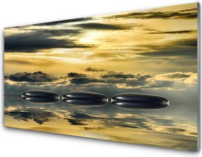 Szkło do Kuchni na Ścianę Harmonijna Kompozycja Kamieni I Wody