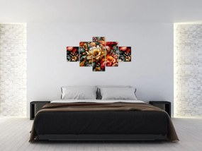 Obraz - Pomarańczowo-czerwone kwiaty (125x70 cm)