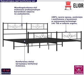 Czarne metalowe łóżko małżeńskie 200x200 cm M0-S07