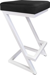Hoker ZETA krzesło barowe tkanina Welur podstawa metalowa LOFT : Kolor Stelaża - Biały, Kolor tkaniny - VELVET - MG19