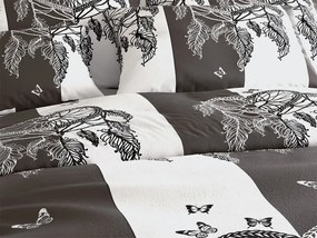 PrzytulneMieszkanie.pl PrzytulneMieszkanie.pl PrzytulneMieszkanie.pl Zestaw pościeli z mikropluszu TIRSO szaro-białe + prześcieradło z mikropluszu SOFT 90x200 cm białe, pojedyncze łóżko