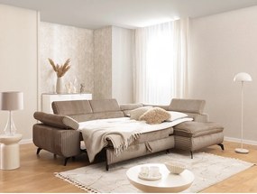 Brązowy sztruksowy narożnik (prawostronny/w kształcie litery L) Marbeya – Ropez