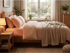 PrzytulneMieszkanie.pl Prześcieradło bawełniane LUX 140x240 cm, morelowe 100% bawełna
