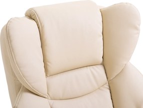 HOMCOM Fotel wypoczynkowy z Hockerem obrotowy do 160 kg ekoskóra rama metalowa kremowy | Aosom PL