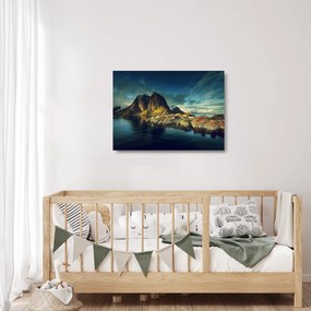 Obraz na szkle wioski rybackiej w Norwegii (70x50 cm)