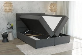 Szare łóżko boxspring ze schowkiem 160x200 cm Lola – Ropez