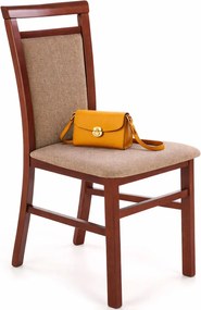 Klasyczne Krzesło Tapicerowane Ciemny Orzech + Jasny Brąz K8-P84