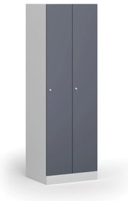 Metalowa szafka ubraniowa S1, 2-drzwiowa, 1850 x 600 x 500 mm, zamek cylindryczny, drzwi ciemnoszare